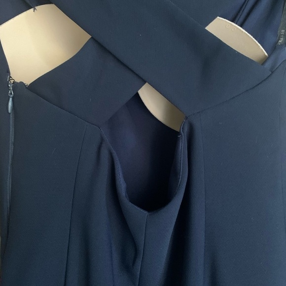 Dessy Collection Off-the-Shoulder Criss Cross Trumpet Gown Style 3012 Midnight - Picture 8 of 9